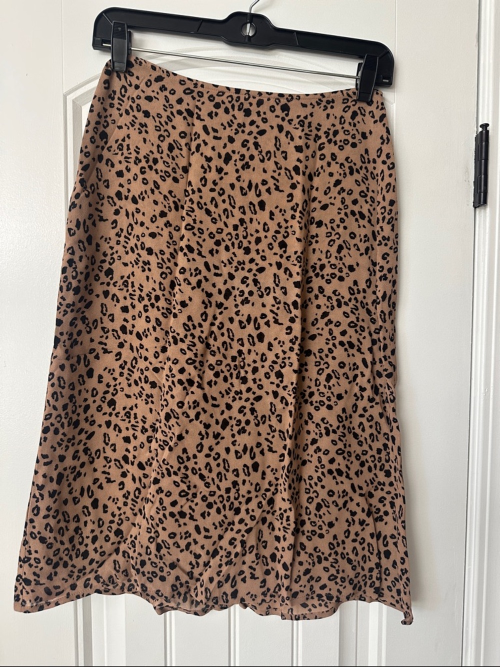 Reformation Leopard-Print A-Line Midi Skirt in Tan and Black